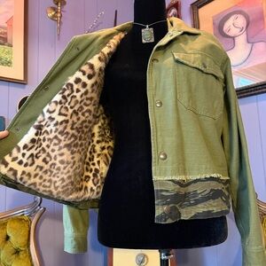 Pam & Gela Slouchy Army Jacket With Removable Faux Fur Lining Size Small